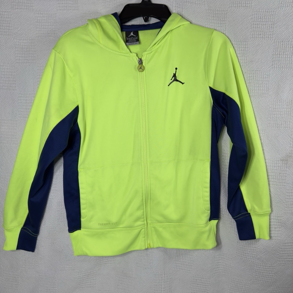 Jordan Jumpman Kid's Neon Yellow Therma-Fit Hoodie Boy's‎ Large 12-13